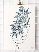 Large Floral Drop Thigh Temporary Tattoo
