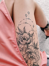 Large Floral Drop Thigh Temporary Tattoo